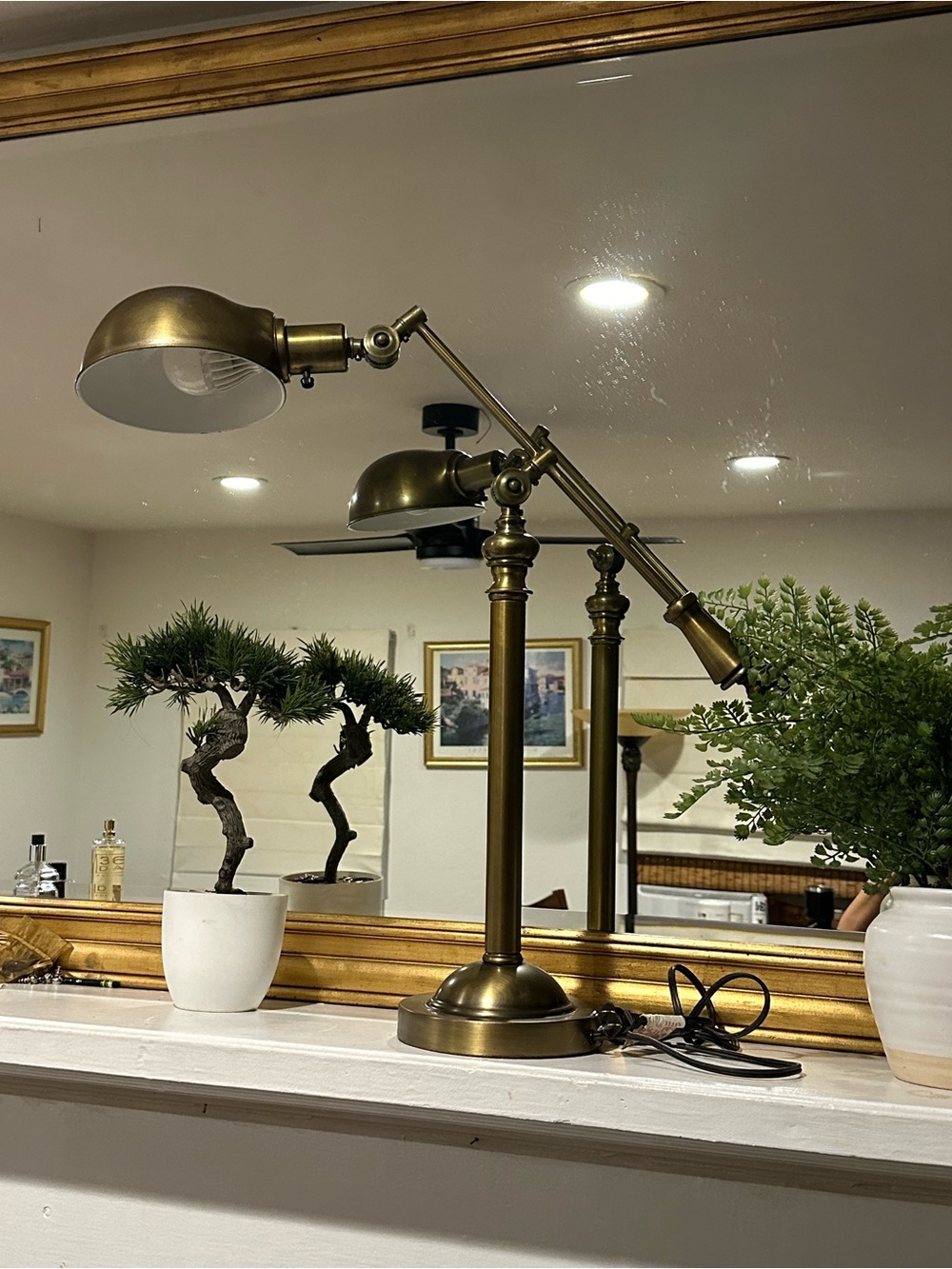 Adjustable Brass Desk Lamp - Antique Brass Finish